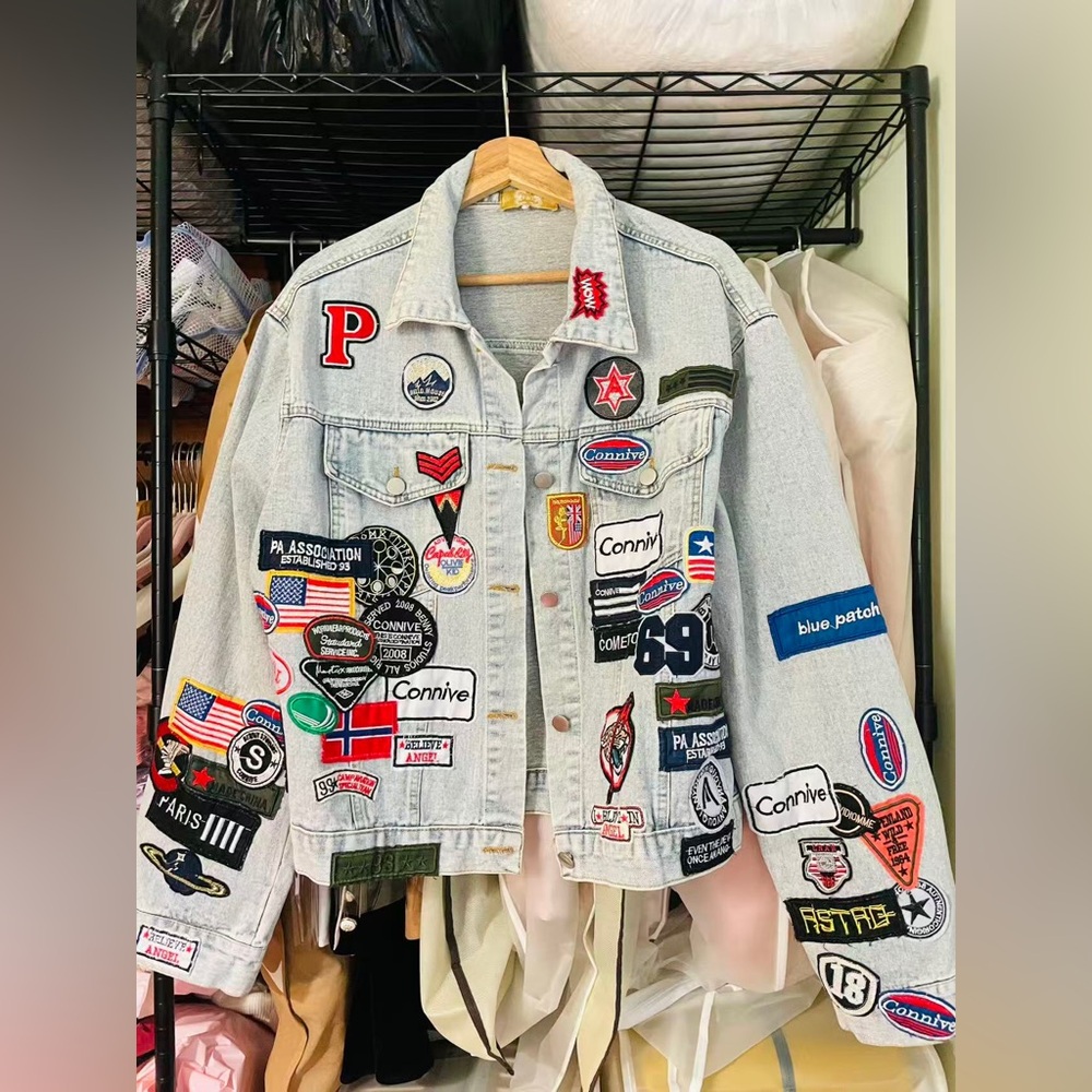 New “Street Style Denim Jacket | Patchwork Badge … - image 1